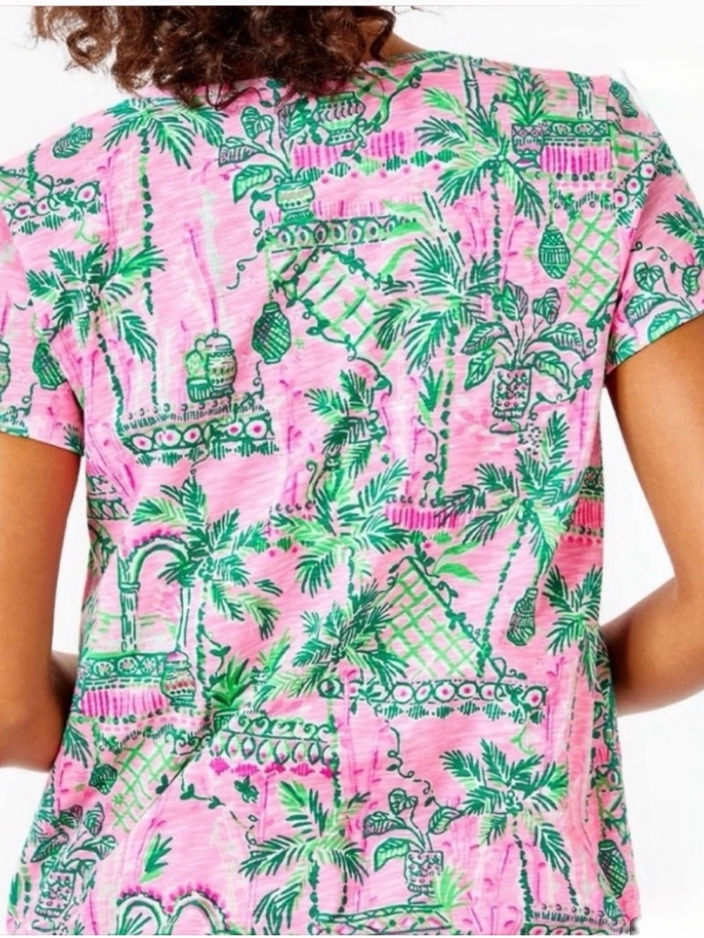LILLY PULITZER, Etta V- Neck “Wish You Were Here” Short Sleeve Tee Shirt, Size M - Picture 3 of 11